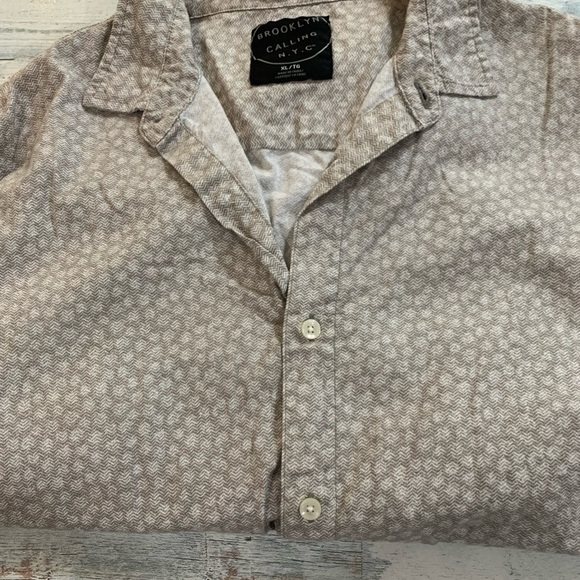 Brooklyn Calling N.Y.C Gray Herringbone Casual Button Up Shirt XL - Picture 1 of 7